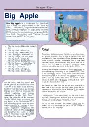 English Worksheet: big apple: keys