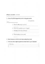 English worksheet: time expressions questions activity