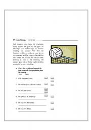 English worksheet: time expressions reading activity