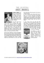 English Worksheet: Biography Andy Warhol