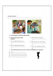 English worksheet: daily routines activity