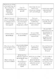 English Worksheet: Advertising Questions 
