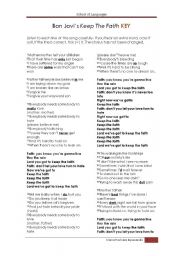 English Worksheet: BON JOVI - Keep the Faith