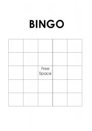 English Worksheet: Blank BINGO card