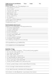English worksheet: Drills for gerund and infinitive