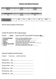 English Worksheet: sbject and object pronouns