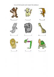 English worksheet: animals