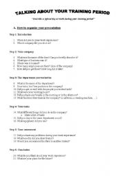 English Worksheet: Talking about your training period