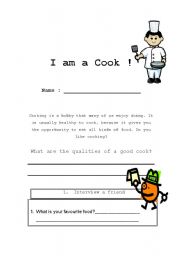 English worksheet: I AM A COOK