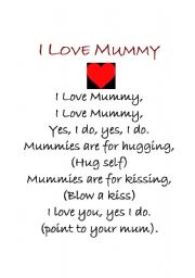 English worksheet: I love mummy poem