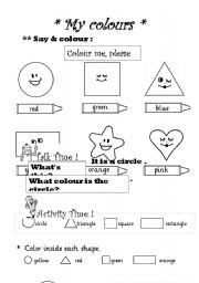 English Worksheet: my colours