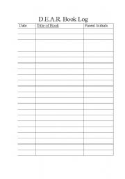 English Worksheet: Reading Log