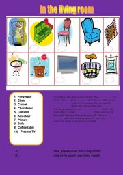 English worksheet: in the living room