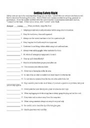 English worksheet: Getting Safety Right