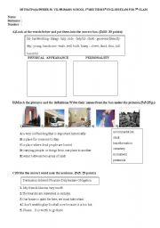 English Worksheet: sample exam for 7th grade students