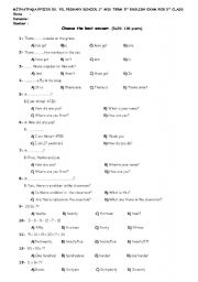 English Worksheet: sample exam for 5th grade students