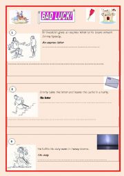 English Worksheet: PICTURE STORY    BAD LUCK