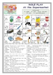 English Worksheet: ROLE PLAY  -  AT THE SUPERMARKET