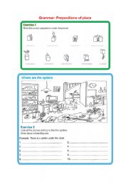 English Worksheet: prepositions of place