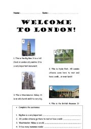 English Worksheet: Welcome to London!