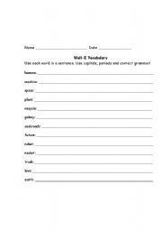 English Worksheet: Wall-E Vocabulary