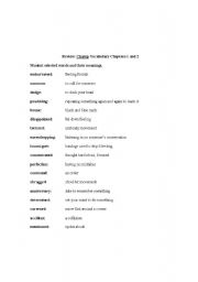 English worksheet: Champ Chapters 1&2 Vocab. review