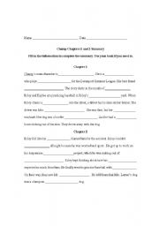 English worksheet: Champ Chapters Fill-In 