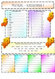 English Worksheet: Plurals 3/4