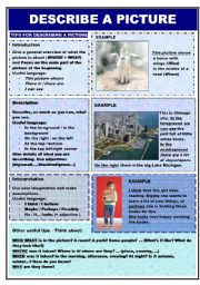 English Worksheet: DESCRIBING A PICTURE - 2 PAGES (editable)