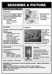 English Worksheet: DESCRIBE A PICTURE - 2 PAGES (editable) B&W version 