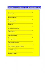 English Worksheet: question words