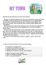 English Worksheet: My town