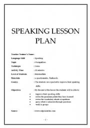 English Worksheet: speaking lesson plan -jobs-