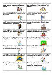 English Worksheet: Conversation cards (No. 9) -  HOW LONG? - Present Perfect and Present Perfect Continuous