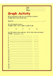 English worksheet: Ask Questions and Make a Graph!