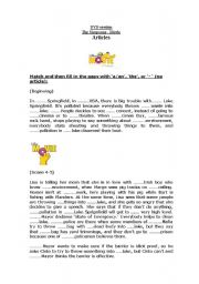 English worksheet: Movie: The Simpsons. Articles: a/an/the or no article