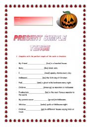 English worksheet: Teaching Present simple in Halloween Time