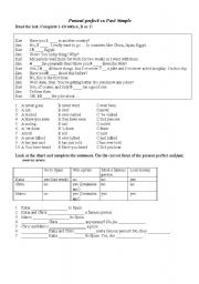 English Worksheet: present perfect vs simple past