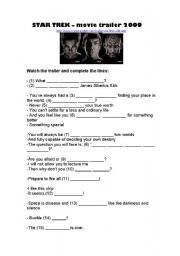 English Worksheet: Trailer STAR TREK