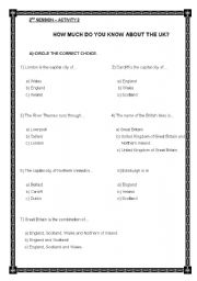 English Worksheet: HOW MUCH DO YOU KNOW ABOUT U.K