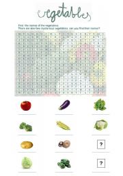 English Worksheet: Vegetables