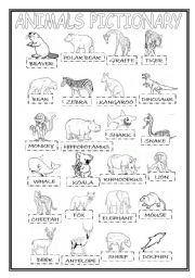 English Worksheet: Animals pictionary