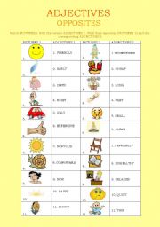 English Worksheet: ADJECTIVES - OPPOSITES