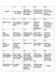 Frequency adverbs - gameboard + exercises