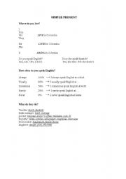 English Worksheet: Simple Present and Present Progressive