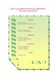 English worksheet: DATEBOOK - part I