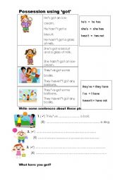 English Worksheet: Possession using got