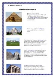 English Worksheet: WONDERS OF THE WORLD