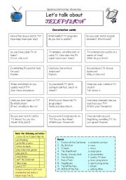 English Worksheet: Lets talk about TELEVISION