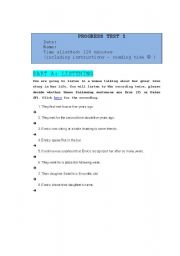 English worksheet: Progress test for intermidiate learners